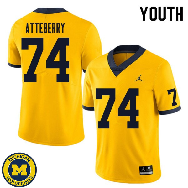 Youth Michigan Wolverines #74 Reece Atteberry Yellow College Game Jersey